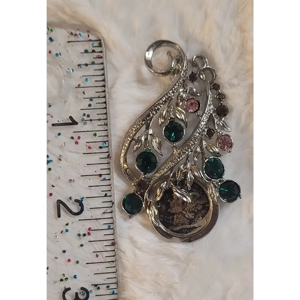Vintage pin or pendant featuring a genuine 1945 silver Mercury dime